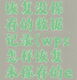 wps怎么恢复没保存的数据记录(wps怎样恢复未保存的excel文件)