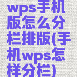 wps手机版怎么分栏排版(手机wps怎样分栏)