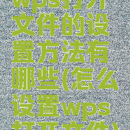 wps打开文件的设置方法有哪些(怎么设置wps打开文件)