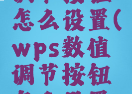wps数值调节按钮怎么设置(wps数值调节按钮怎么设置调节日期)