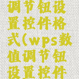 wps数值调节钮设置控件格式(wps数值调节钮设置控件格式在哪)