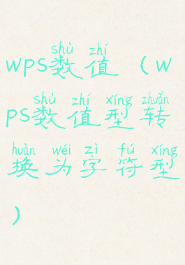 wps数值(wps数值型转换为字符型)
