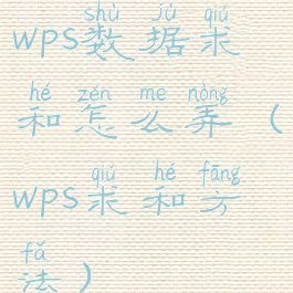 wps数据求和怎么弄(wps求和方法)