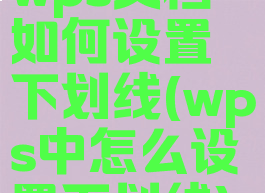 wps文档如何设置下划线(wps中怎么设置下划线)