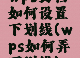 wps文档如何设置下划线(wps如何弄下划线)