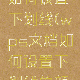 wps文档如何设置下划线(wps文档如何设置下划线的颜色)