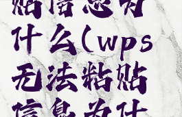 wps无法粘贴信息为什么(wps无法粘贴信息为什么呢)