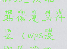 wps无法粘贴信息为什么(wps没办法粘贴)