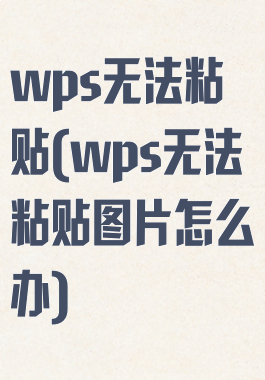 wps无法粘贴(wps无法粘贴图片怎么办)