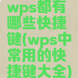 wps都有哪些快捷键(wps中常用的快捷键大全)