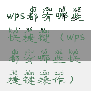 wps都有哪些快捷键(wps都有哪些快捷键操作)