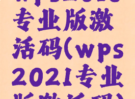 wps2016专业版激活码(wps2021专业版激活码)