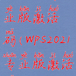 wps2016专业版激活码(wps2021专业版激活码)