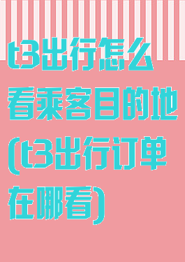 t3出行怎么看乘客目的地(t3出行订单在哪看)
