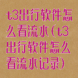 t3出行软件怎么看流水(t3出行软件怎么看流水记录)