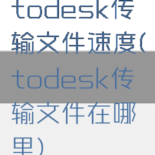 todesk传输文件速度(todesk传输文件在哪里)