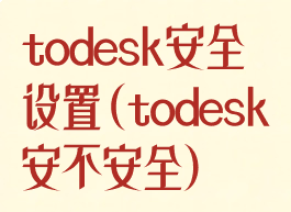 todesk安全设置(todesk安不安全)