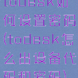 todesk如何设置密码(todesk怎么出设备代码和密码)