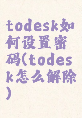 todesk如何设置密码(todesk怎么解除)