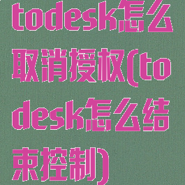 todesk怎么取消授权(todesk怎么结束控制)