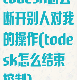 todesk怎么断开别人对我的操作(todesk怎么结束控制)