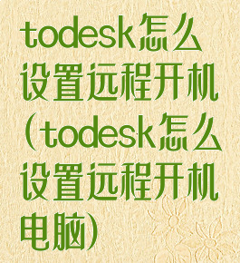 todesk怎么设置远程开机(todesk怎么设置远程开机电脑)