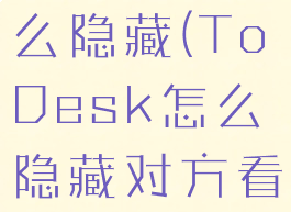 todesk怎么隐藏(ToDesk怎么隐藏对方看不到)