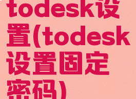 todesk设置(todesk设置固定密码)