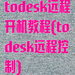 todesk远程开机教程(todesk远程控制)