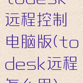 todesk远程控制电脑版(todesk远程怎么用)