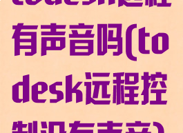 todesk远程有声音吗(todesk远程控制没有声音)