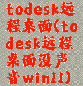 todesk远程桌面(todesk远程桌面没声音win11)