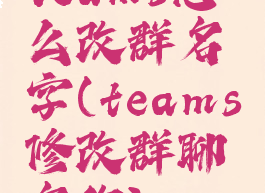 teams怎么改群名字(teams修改群聊名称)