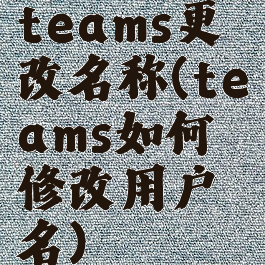 teams更改名称(teams如何修改用户名)