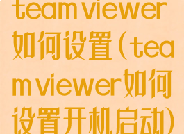 teamviewer如何设置(teamviewer如何设置开机启动)