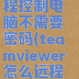 teamviewer怎么远程控制电脑不需要密码(teamviewer怎么远程控制电脑安全吗)
