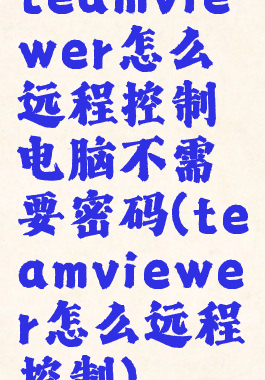 teamviewer怎么远程控制电脑不需要密码(teamviewer怎么远程控制)