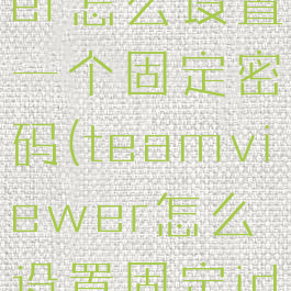 teamviewer怎么设置一个固定密码(teamviewer怎么设置固定id和密码)