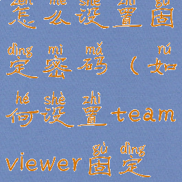 teamviewer怎么设置固定密码(如何设置teamviewer固定密码)