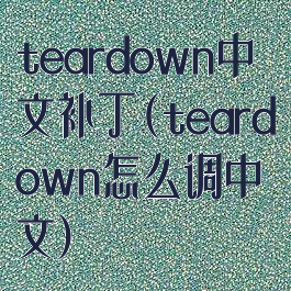 teardown中文补丁(teardown怎么调中文)