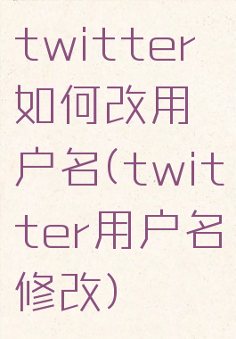 twitter如何改用户名(twitter用户名修改)