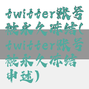 twitter账号被永久冻结(twitter账号被永久冻结申述)