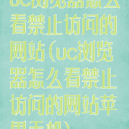 uc浏览器怎么看禁止访问的网站(uc浏览器怎么看禁止访问的网站苹果手机)