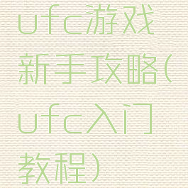 ufc游戏新手攻略(ufc入门教程)