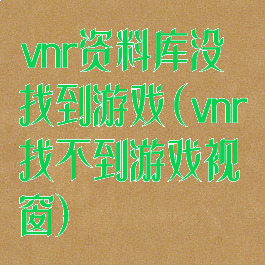 vnr资料库没找到游戏(vnr找不到游戏视窗)