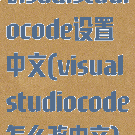 visualstudiocode设置中文(visualstudiocode怎么改中文)
