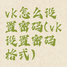 vk怎么设置密码(vk设置密码格式)