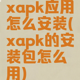 xapk应用怎么安装(xapk的安装包怎么用)
