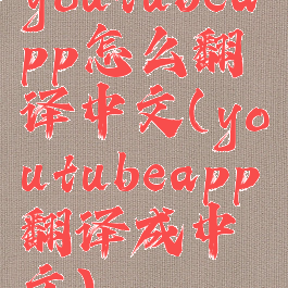 youtubeapp怎么翻译中文(youtubeapp翻译成中文)