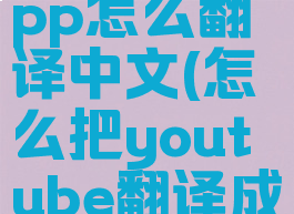 youtubeapp怎么翻译中文(怎么把youtube翻译成中文)